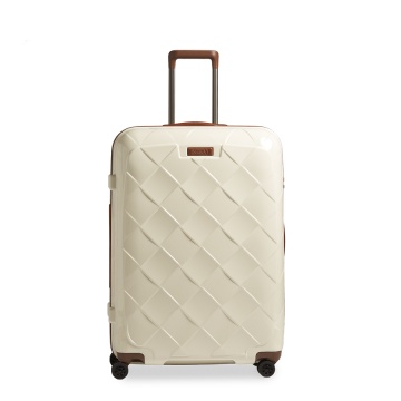 Troler Mare Policarbonat/Piele Naturala Stratic Leather and More L - 76 cm Alb - Img 5