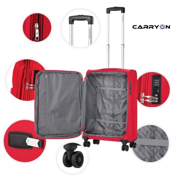 Troler mediu extensibil CarryOn Air, bagaj de cala, 66x42x27 cm, poliester, +20% capacitate, 2.8 kg, rosu - Img 2