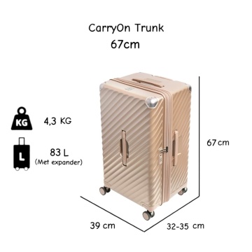 Troler mediu extensibil Carryon Trunk, policarbonat, 67x39x32 cm, bagaj de cala, cifru TSA, 4 roti cu suspensii, auriu - Img 3