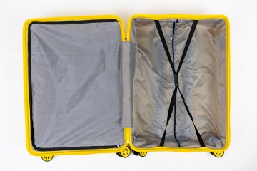 Troler Mediu, Rowex Dash, Polipropilena, 66 x 42 x 26 cm, 4 roti duble cu rotatie 360°, Cifru, Galben - Img 2