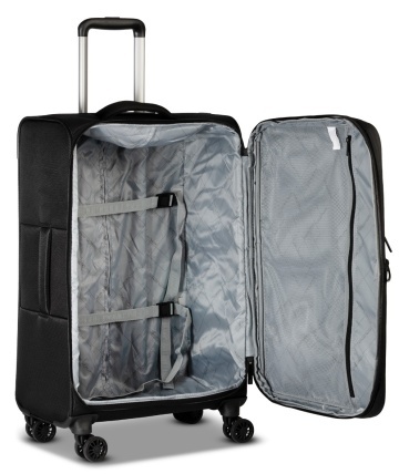 Troler mediu Worldpack Bern F10508, 68x42x27 cm, bagaj de cală, poliester, cifru TSA, 4 roți duble, negru - Img 2