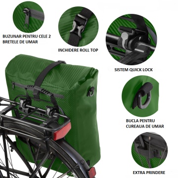 Geanta Bicicleta, Tip Rucsac, Material Tarpaulin, Dutch Mountains, Carbon, 604388, Verde - Img 2