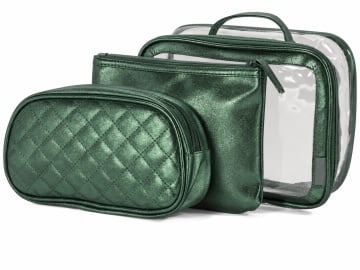Geanta de cosmetice 3 in 1 Benzi, pvc/poliester, 25x19x9 cm, 23x14x6 cm, 22x16x1 cm, BZ 5859, verde