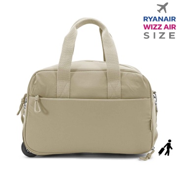 Geanta de voiaj cu role 40x25x20 cm, bagaj de mână Wizz Air/Ryanair, 1.25 kg, 20 l, poliester, Benzi BZ 5851, bej