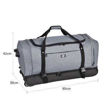 Geanta de voiaj cu role XL Lee Cooper, 2 compartimente, poliester 600D/bumbac, 80 cm, gri - Img 12