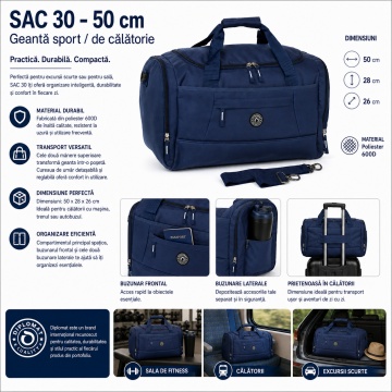 Geanta Sport/Calatorie Diplomat SAC 30 - 50 cm Bleumarin - Img 2