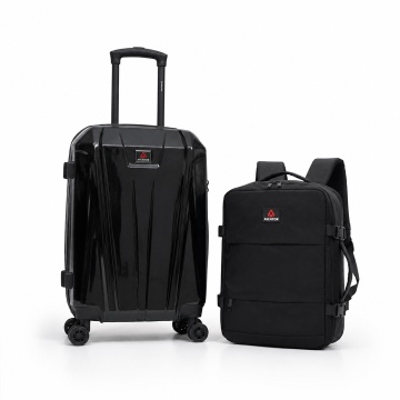 Set Troler de cabină Aventor + Rucsac Avion 40x30x20 cm, Negru