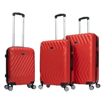 Set trolere Aventor AV104, 1 bagaj de cabina si 2 de cala, 100%ABS, cifru, 4 roti duble 360°, rosu