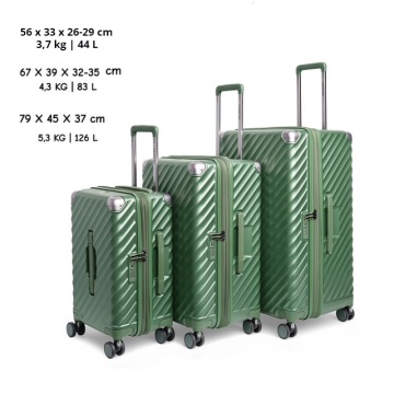 Set trolere extensibile Carryon Trunk, policarbonat, 1 bagaj de cabina si 2 de cala, cifru TSA, 4 roti cu suspensii, verde - Img 15