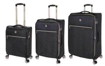 Set trolere extensibile Diplomat Monaco, 1 bagaj de cabina si 2 de cala, fermoar antifurt, poliester, cifru TSA, negru
