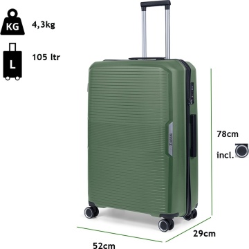 Set trolere TravelZ Swinger, polipropilena, cifru TSA, 4 roti duble, 3 piese, verde - Img 4
