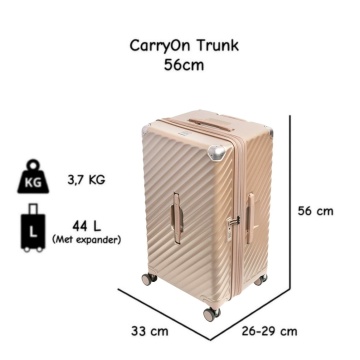 Troler cabina extensibil Carryon Trunk, policarbonat, 56x26x33 cm, bagaj de mana, cifru TSA, 4 roti cu suspensii, auriu - Img 3