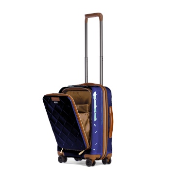Troler Cabina Policarbonat/Piele Naturala Stratic Leather and More S - 55 cm Albastru - Img 3