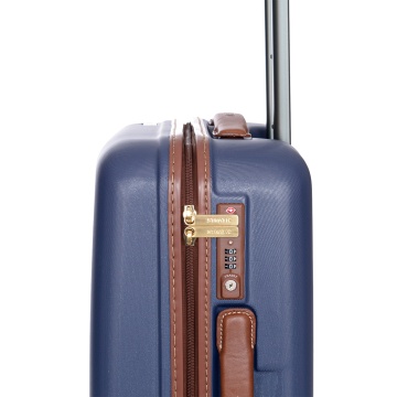 Troler Cabina Policarbonat/Piele Naturala Stratic Merian S - 55 cm Bleumarin - Img 5