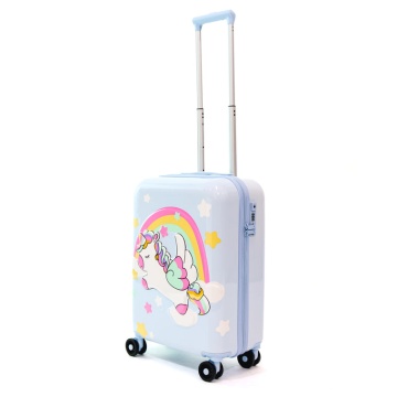 Troler Copii Policarbonat 4 Roti Duble Ella Icon Unicorn 2487 Albastru Deschis