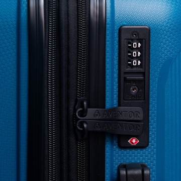 Troler de cabina extensibil Aventor AV101, 55x36x21.5 cm, bagaj de mana, polipropilena, +20% capacitate, fermoar antifurt, cifru TSA, turcoaz - Img 5