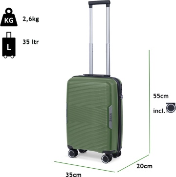 Troler de cabina TravelZ Swinger, polipropilena, cifru TSA, 4 roti duble, 55 cm, verde - Img 6