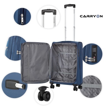 Troler mare extensibil CarryOn Air, bagaj de cala, 77x47x32 cm, poliester, +20% capacitate, 3.5 kg, bleumarin - Img 2