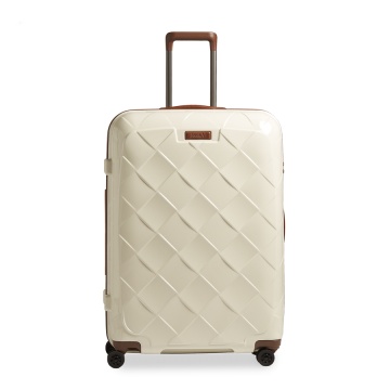 Troler Mare Policarbonat/Piele Naturala Stratic Leather and More L - 76 cm Alb