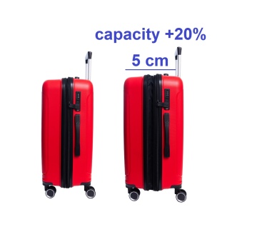 Troler mediu extensibil Aventor AV101, 65.5x43.5x26 cm, polipropilena, bagaj de cala, fermoar antifurt, +20% capacitate, cifru TSA, rosu - Img 3