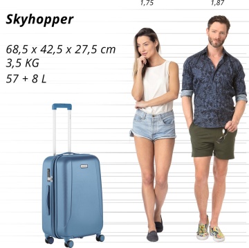 Troler Mediu, Extensibil, Policarbonat/ABS, 4 Roti Duble, cifru TSA, CarryOn SKYHOPPER, 68.5 cm, Albastru - Img 7