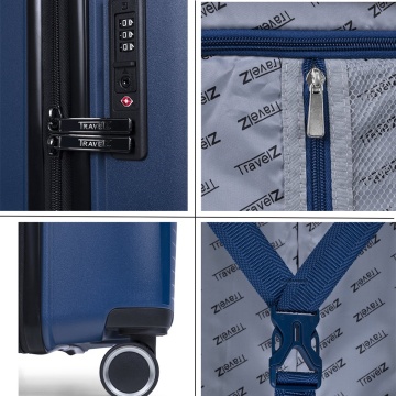 Troler mediu extensibil TravelZ Swinger, polipropilena, cifru TSA, 4 roti duble, 67 cm, albastru - Img 3