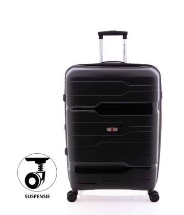 Troler mediu Gladiator Boxing MG 3811, roti cu suspenie, extensibil, polipropilena, 67 cm, negru