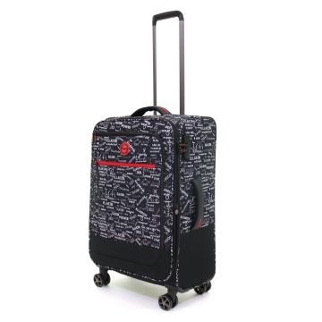 Troler Mediu Poliester 4 Roti Duble Ella Icon Urban Textil 2595 - 69 cm - Img 1