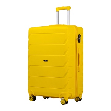 Troler Mediu, Rowex Dash, Polipropilena, 66 x 42 x 26 cm, 4 roti duble cu rotatie 360°, Cifru, Galben