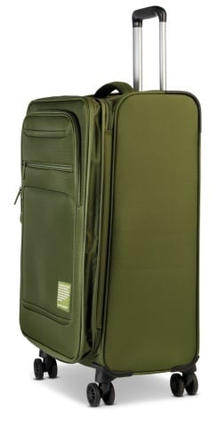 Troler mediu Worldpack Bern F10508, 68x42x27 cm, bagaj de cală, poliester, cifru TSA, 4 roți duble, verde olive - Img 4