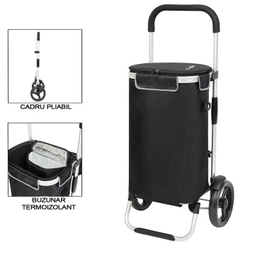 Carucior Cumparaturi, Pliabil, 2 Roti, Cruiser, Allround, 650064, Negru - Img 2
