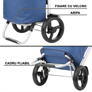 Carucior Cumparaturi, Pliabil, 2 Roti, Cruiser, Allround, 650065 Albastru - Img 5