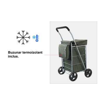 Carucior cumparaturi pliabil Madisson SW42035, 65L, 4 roti, buzunar termoizolant, kaki - Img 4
