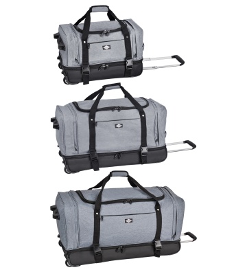Geanta de voiaj cu role XL Lee Cooper, 2 compartimente, poliester 600D/bumbac, 80 cm, gri - Img 13
