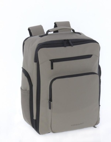 Rucsac avion 40x30x20/25 cm extensibil, bagaj de mână Wizz Air/Ryanair, 26/28L, poliester impermeabil, cu protecție RFID, 16 inch, Vogart Sync, bej - Img 6