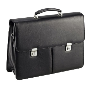 Servietă documente D&N DN5279 din piele ecologică, neagră, 42 × 30 × 16 cm - Img 1
