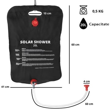 Set 3 piese camping pentru spalat Dutch Mountains: dus solar, rezervor de apa, chiuveta pliabila, 102282 - Img 4