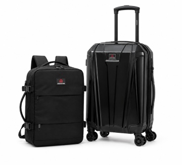 Set Troler de cabină Aventor + Rucsac Avion 40x30x20 cm, Negru