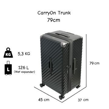 Set trolere extensibile Carryon Trunk, policarbonat, 1 bagaj de cabina si 2 de cala, cifru TSA, 4 roti cu suspensii, negru - Img 7