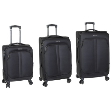 Set trolere Extensibile Diplomat, Poliester, 4 Roti duble, Cifru, ZC208, Negru