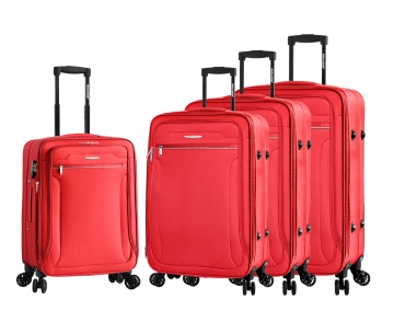 Set Trolere, Extensibile, Madisson, Poliester, 4 Roti Duble, SW21403 - 4 Piese, Rosu