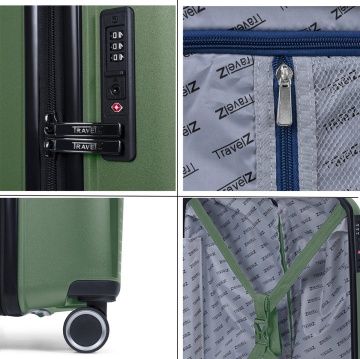 Set trolere TravelZ Swinger, polipropilena, cifru TSA, 4 roti duble, 3 piese, verde - Img 5