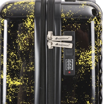 Troler Cabină Extensibil 55x36x22 cm Madisson, Fermoar Antifurt, Policarbonat, SW65203, Negru/Galben - Img 9