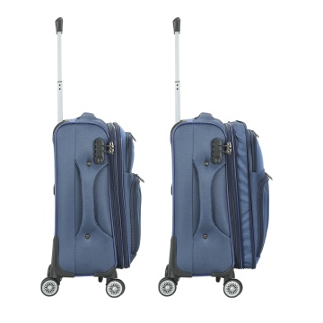 Troler cabină extensibil Madisson, 55x35x20/25 cm, poliester, 4 roți duble, cifru, SW55104, bleumarin - Img 4