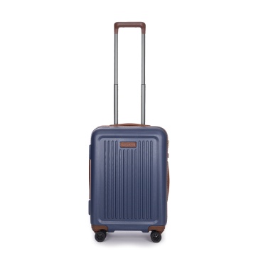 Troler Cabina Policarbonat/Piele Naturala Stratic Merian S - 55 cm Bleumarin