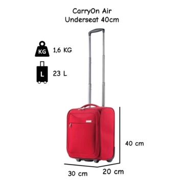 Troler cabina XS CarryOn Air, 40×30×20 cm, bagaj de mana Wizz Air, poliester, 23 L, rosu - Img 2