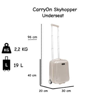 Troler cabina XS CarryOn Skyhopper Underseat, 40×30×20 cm, bagaj de mana Wizz Air, policarbonat, 19 L, cifru TSA, auriu - Img 3