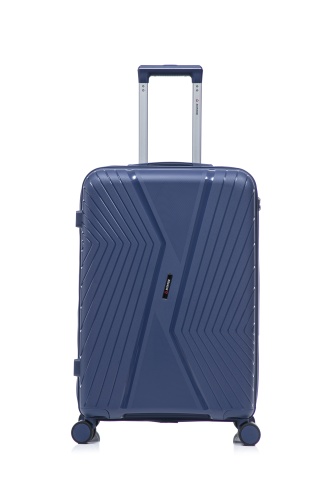 Troler de cabină Aventor AV105, 55x38x21.5 cm, polipropilenă, bagaj de mână, cifru TSA, 4 roți duble 360°, bleumarin