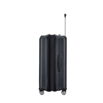 Troler de cabina extensibil Verage Rome, bagaj de mana, 55x38x20 cm, +20% capacitate, fermoar antifurt, polipropilena, cifru TSA, 4 roti 360°, negru - Img 4