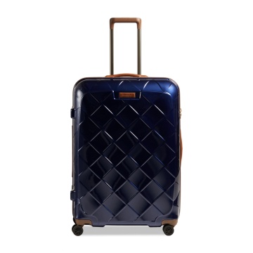 Troler Mare Policarbonat/Piele Naturala Stratic Leather and More L - 76 cm Albastru